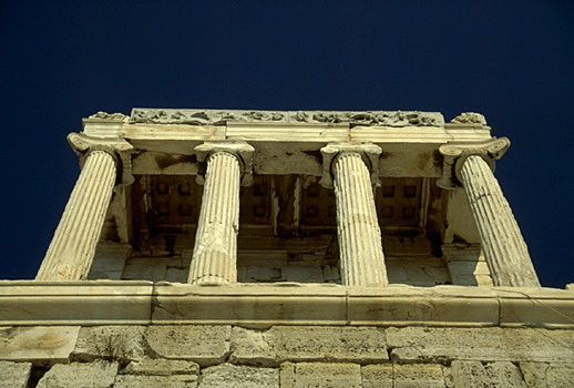 Temple of Athena Nike. Western facade. - View from below the Nike Bastion.